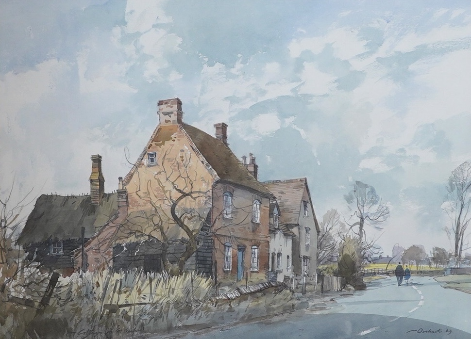 Stanley Orchart (1920-2005), watercolour, ‘Cottage at Great Barford’, signed and dated ‘69, 35 x 48cm. Condition - good